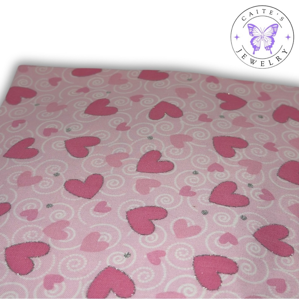 Handmade Small Book/Kindle Sleeve with a Hearts and Swirls Fabric